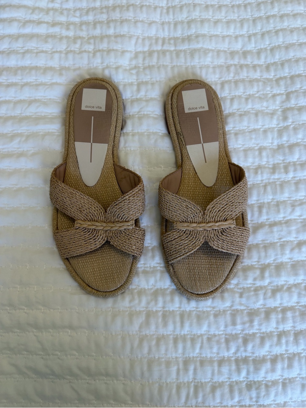 Dolce Vita Braided Knit Slide Sandals in Beige